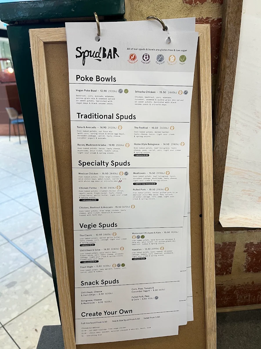 Menu, Spudbar
