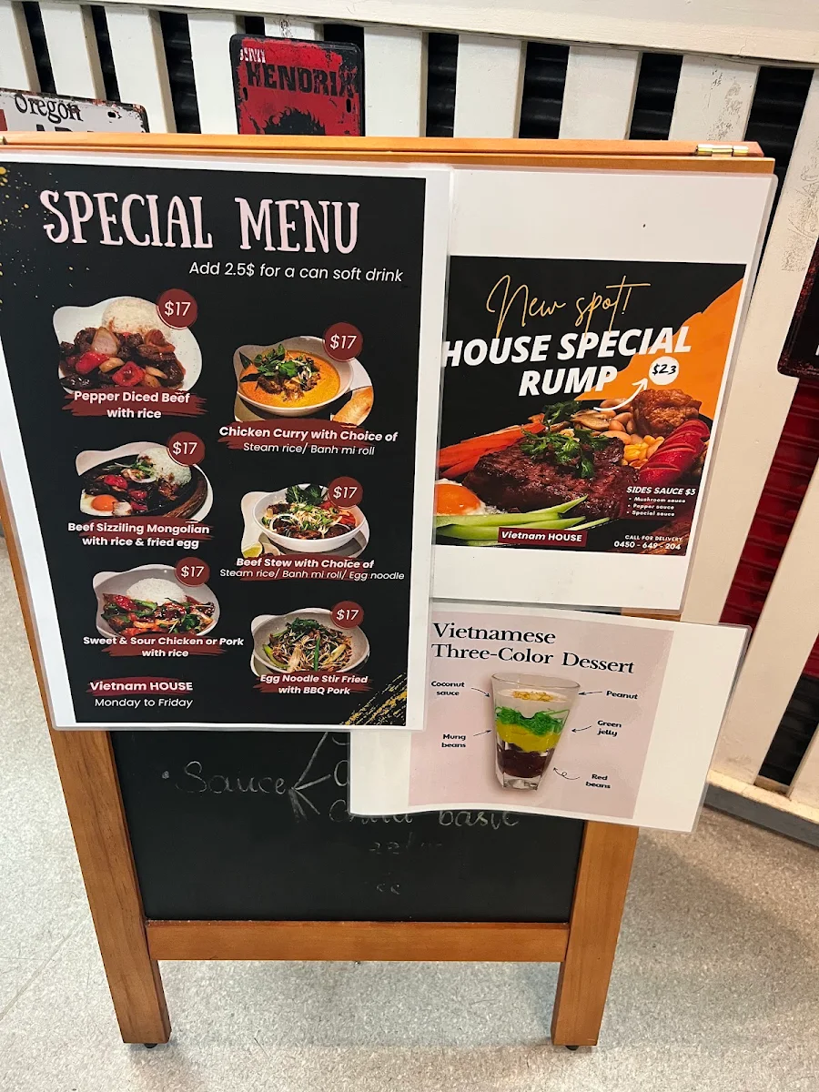 Menu, Vietnam House Milton