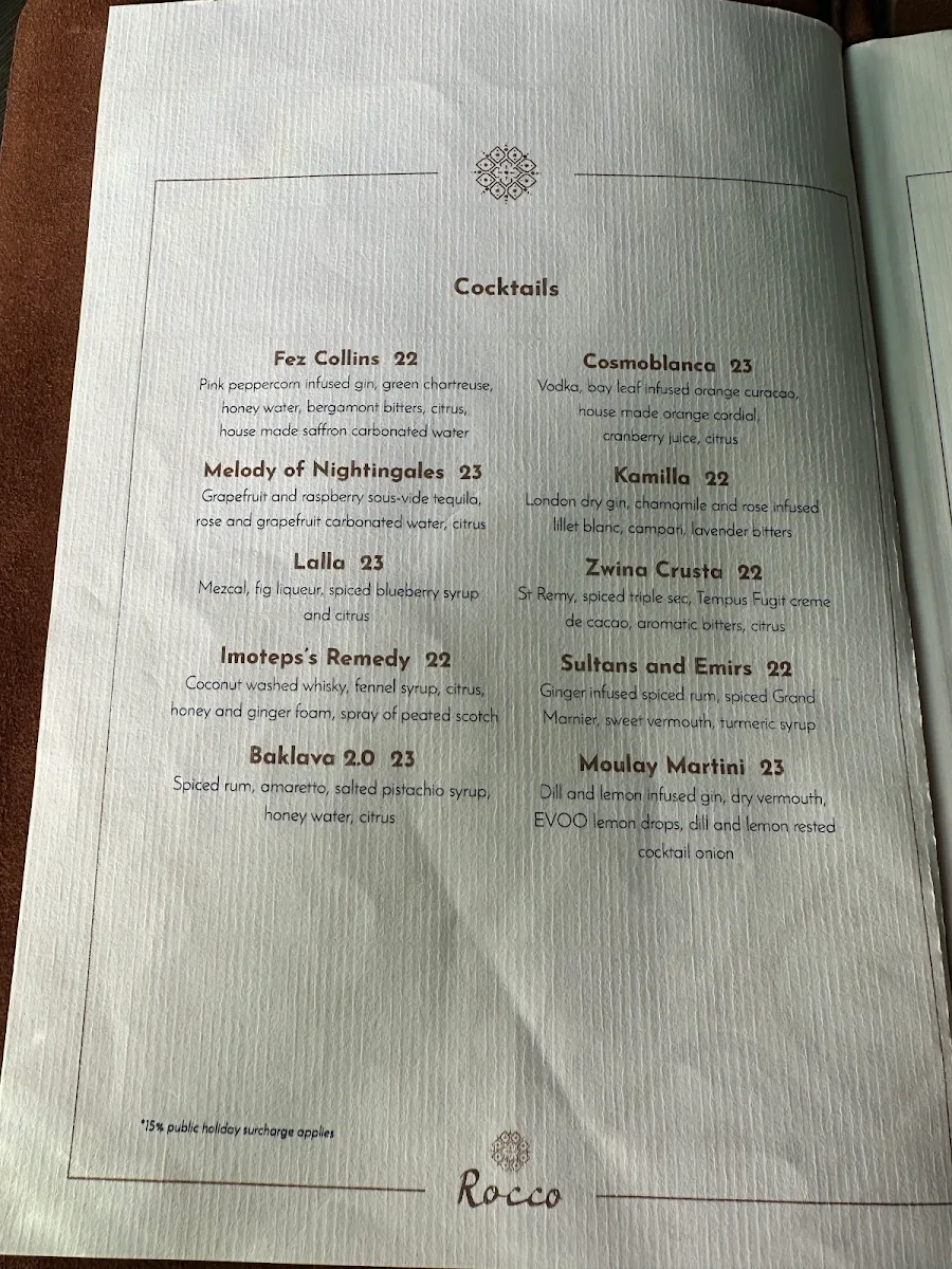 Menu, Rocco by Crystalbrook