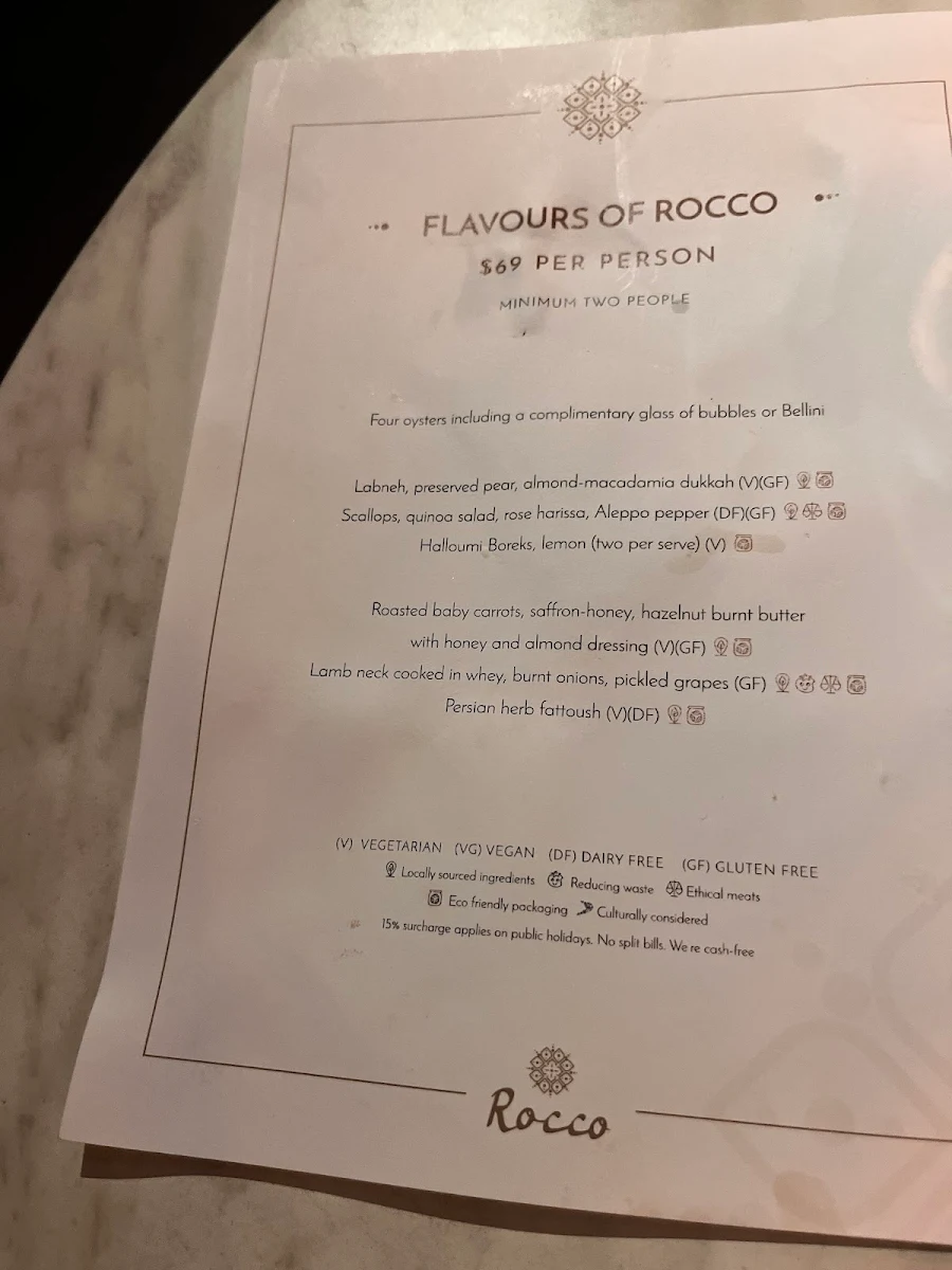 Menu, Rocco by Crystalbrook