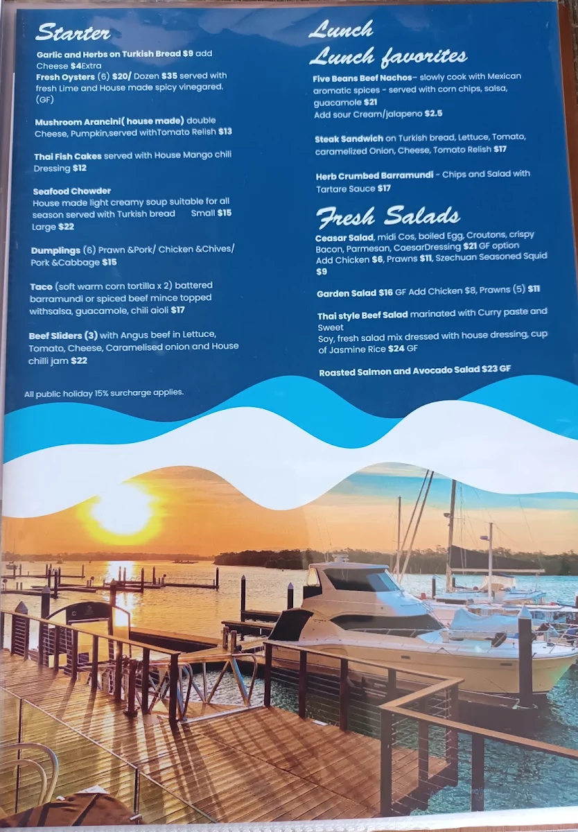 Menu, Salacia Waters Café & Restaurant