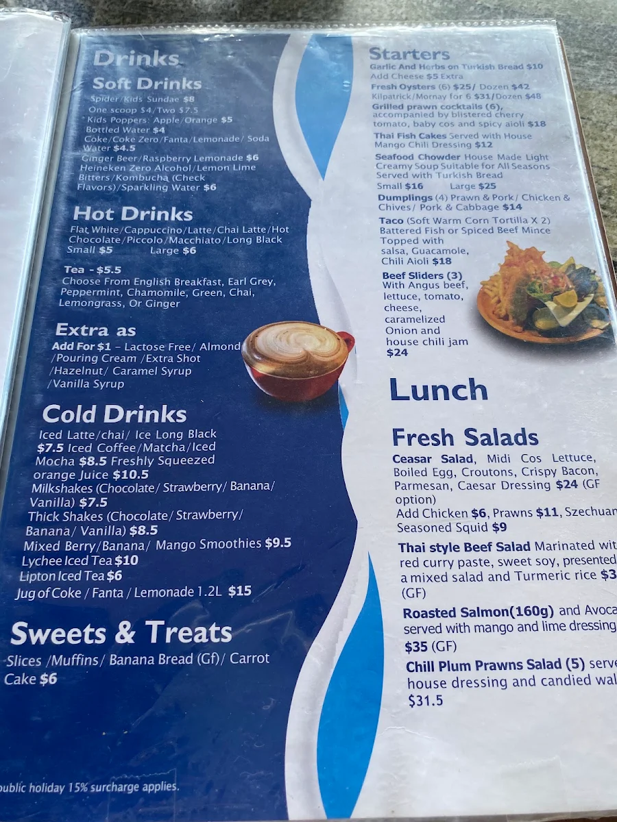 Menu, Salacia Waters Café & Restaurant
