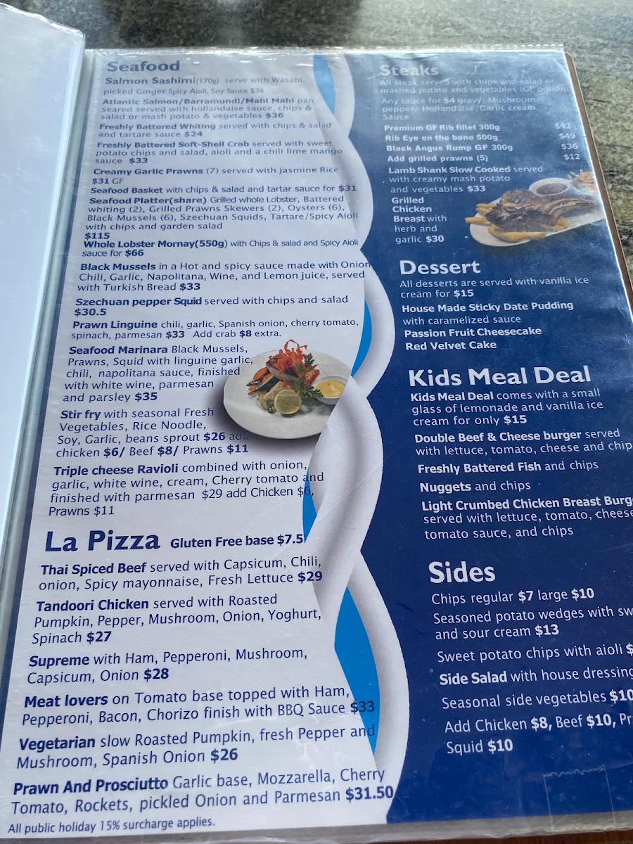 Menu, Salacia Waters Café & Restaurant