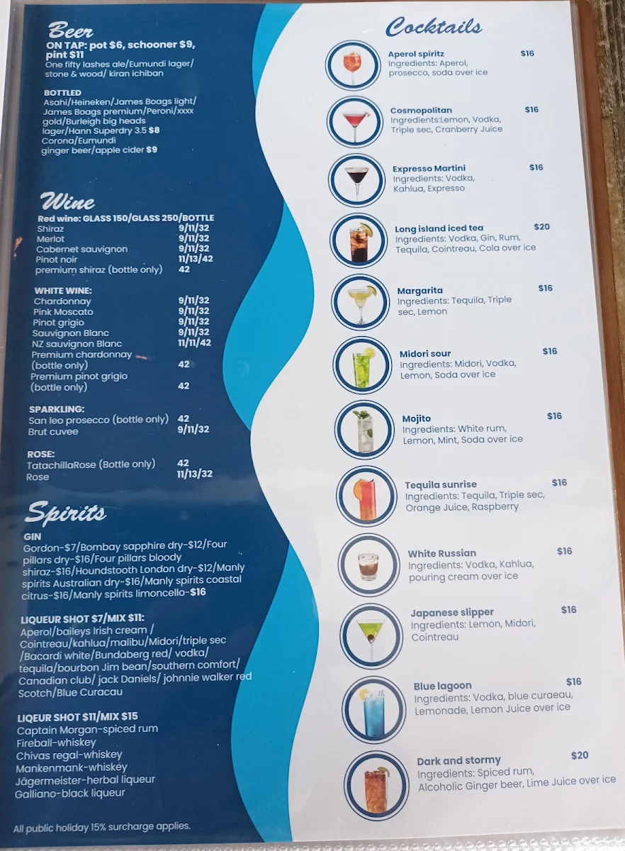 Menu, Salacia Waters Café & Restaurant