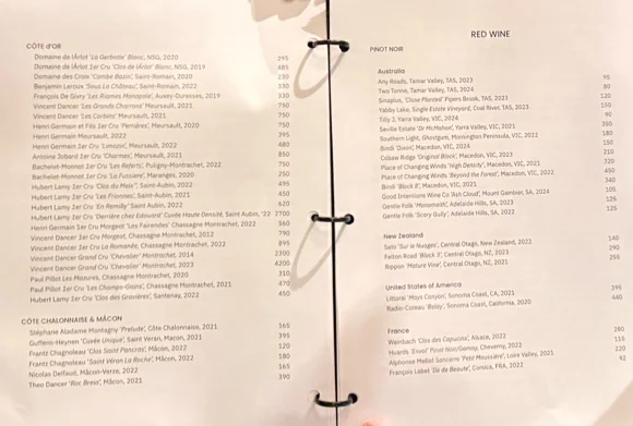Menu, Bacash Restaurant