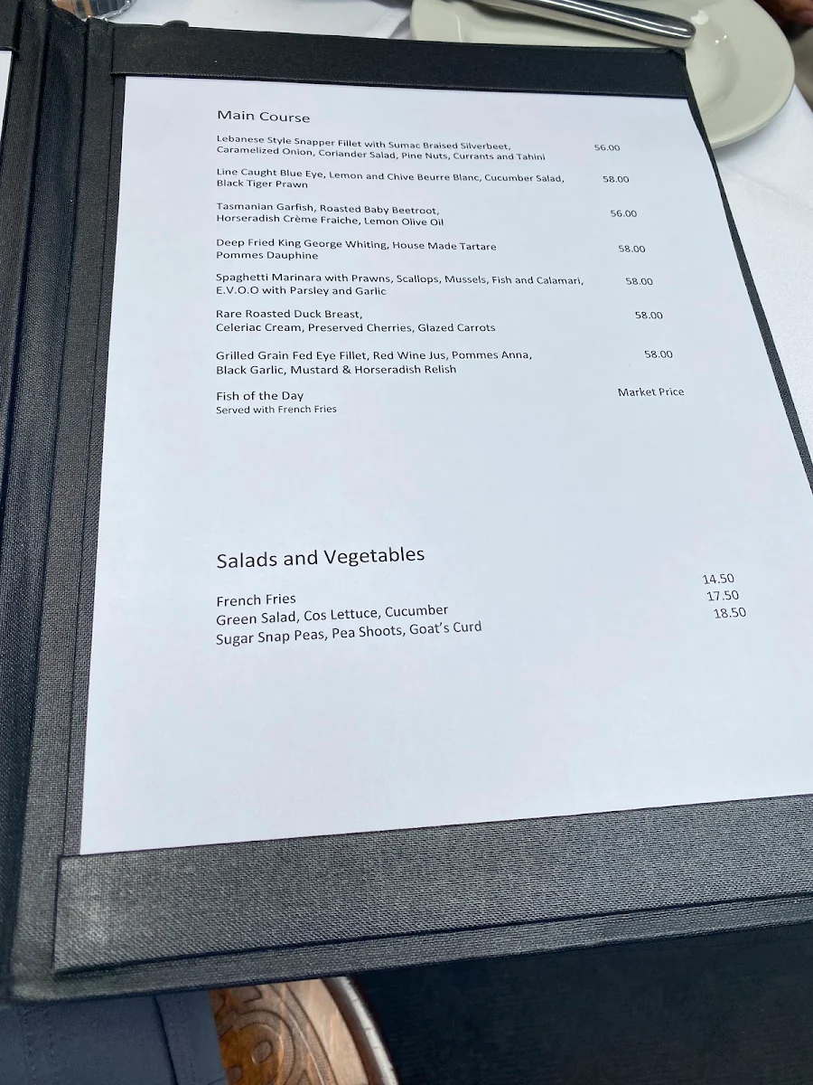 Menu, Bacash Restaurant