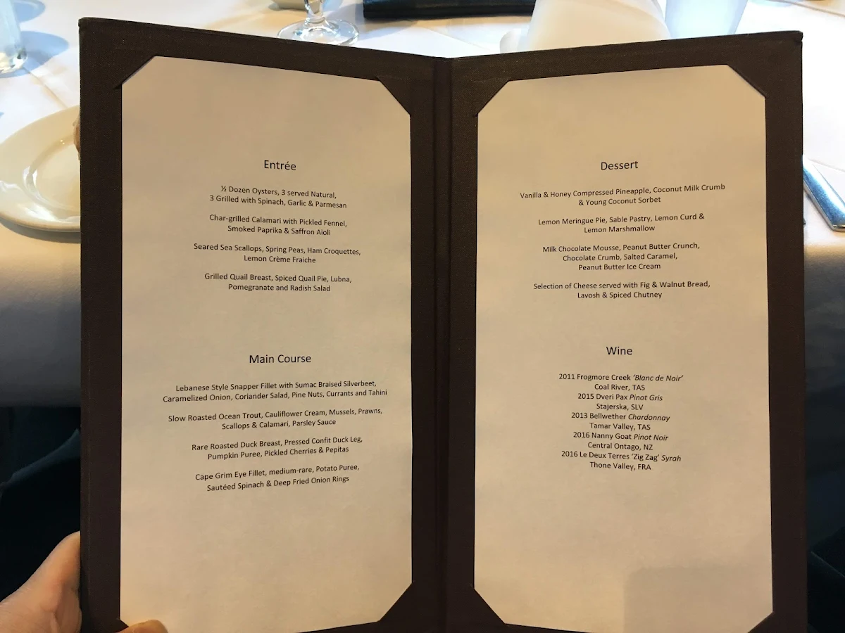 Menu, Bacash Restaurant