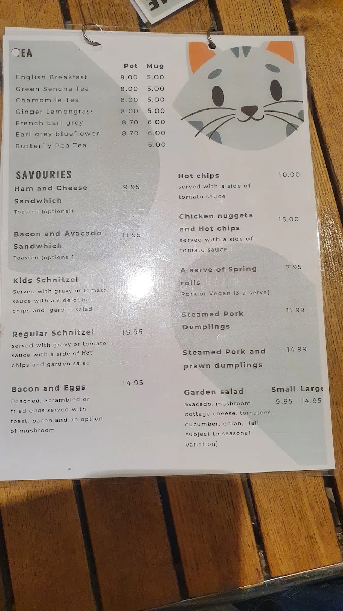 Menu, MeowMe Cat Cafe