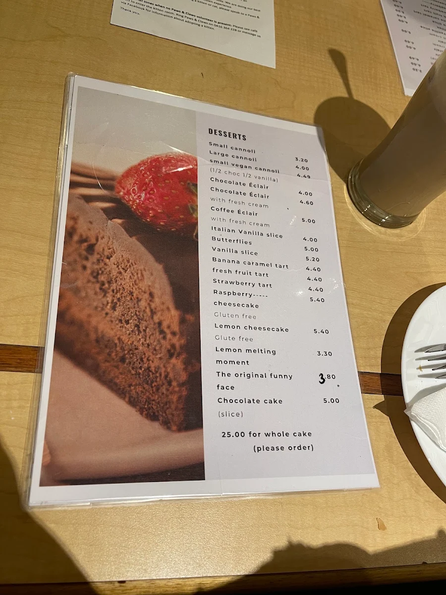 Menu, MeowMe Cat Cafe