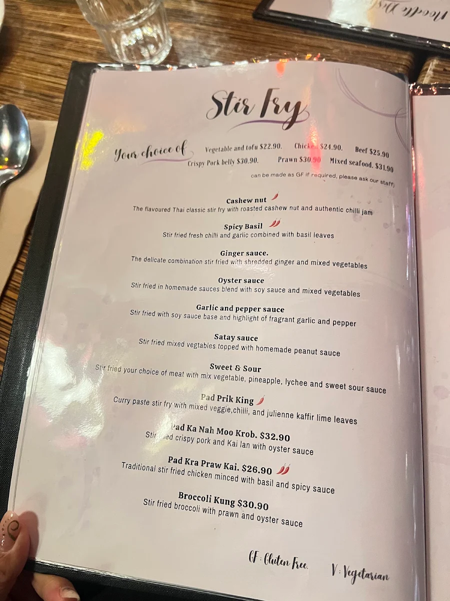 Menu, Totally Thai