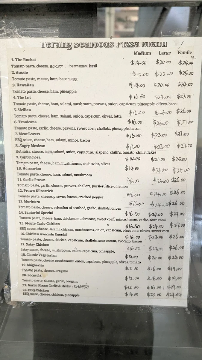 Menu, Terang Seafood