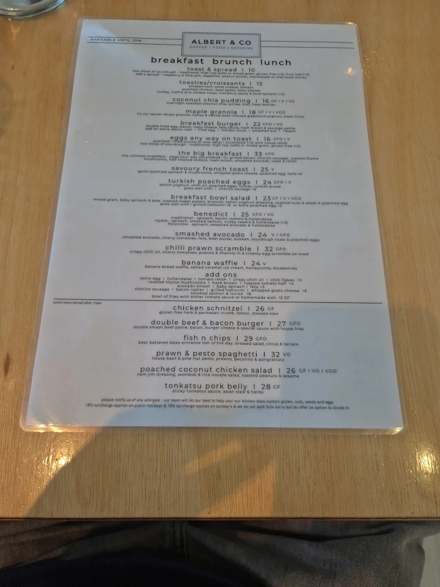 Menu, Albert & Co