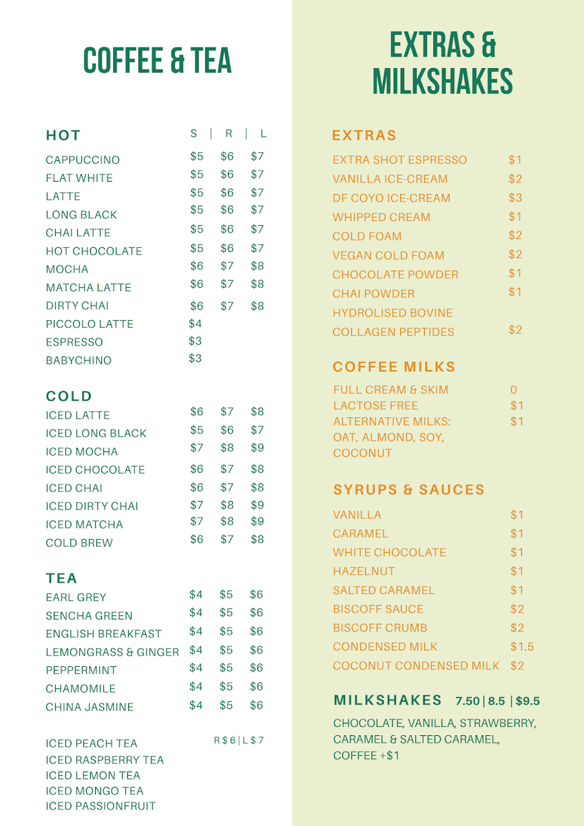 Menu, The Beet Bar