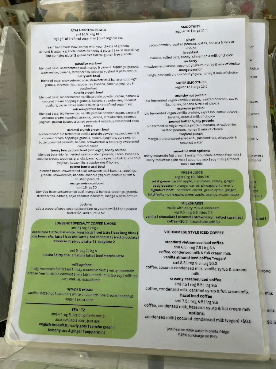 Menu, The Beet Bar