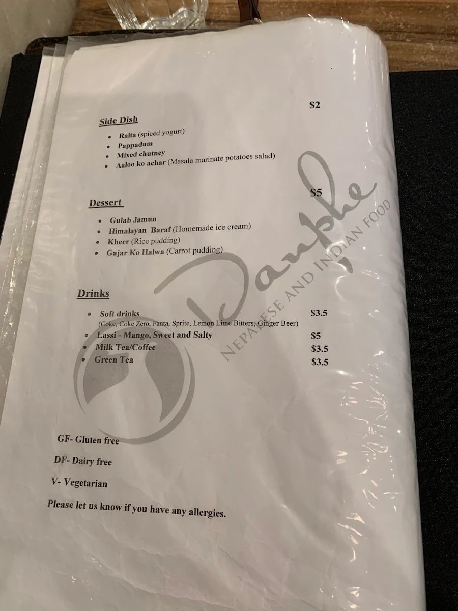 Menu, Danphe