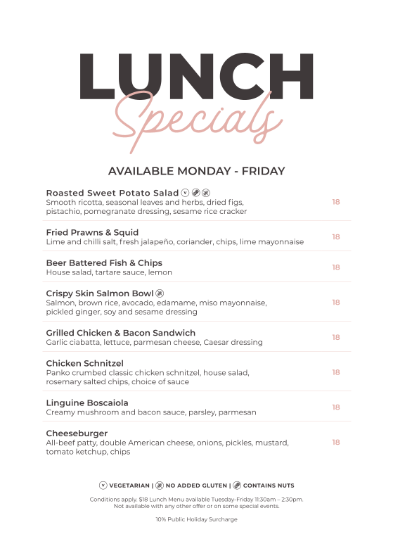 Menu, Mermaid Beach Tavern