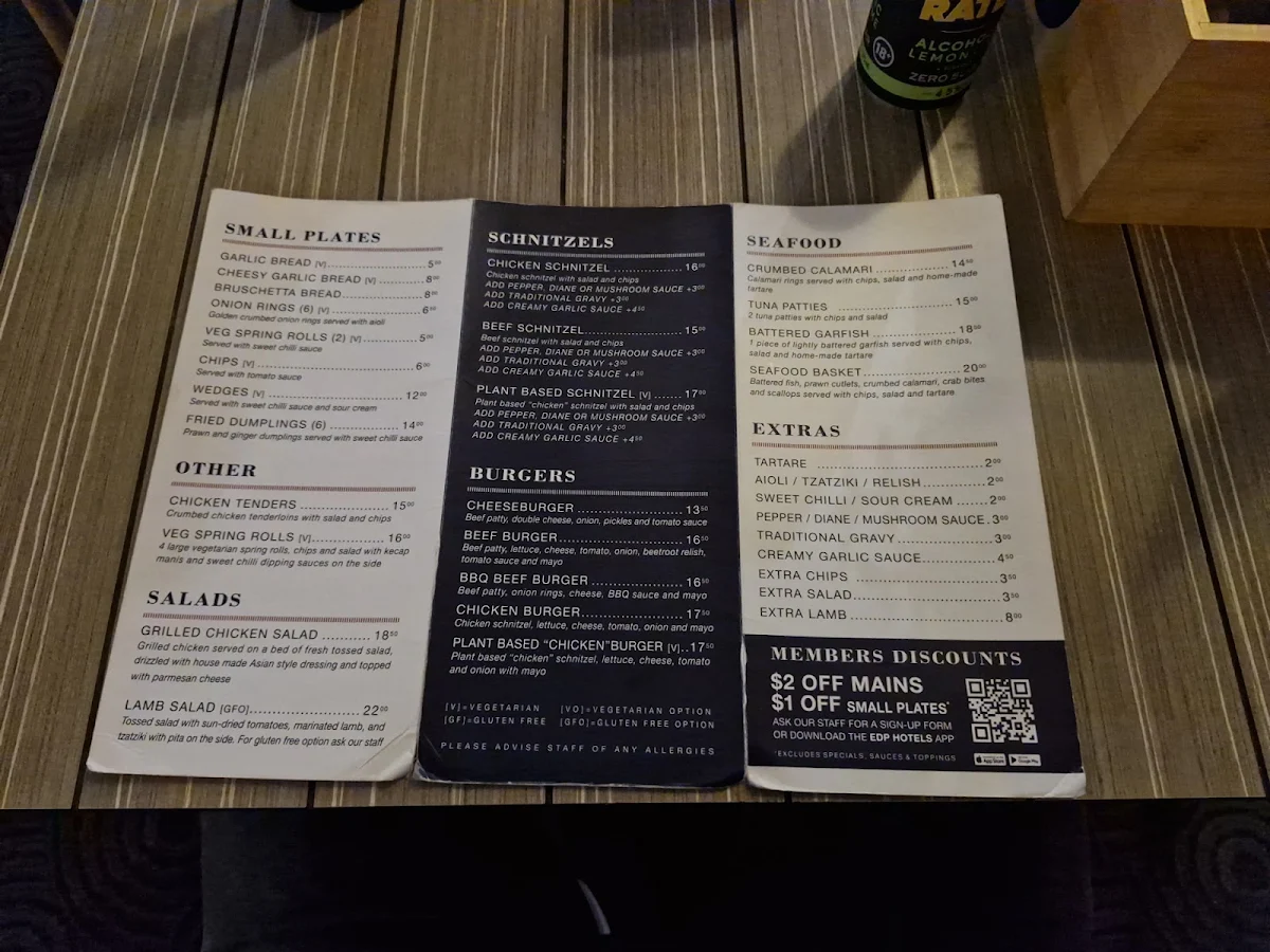 Menu, Hotel Bay View