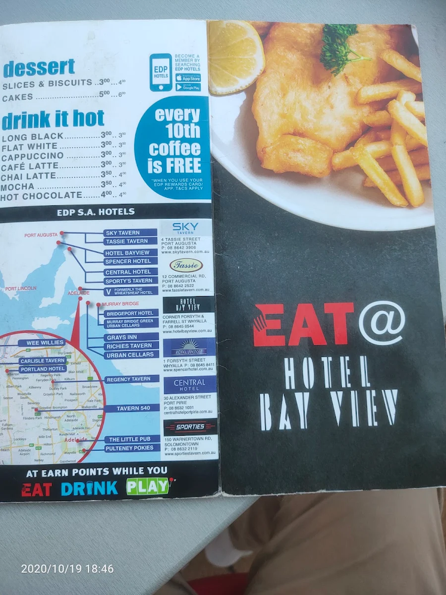 Menu, Hotel Bay View