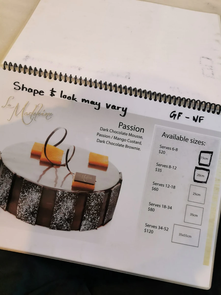 Menu, La Madeleine