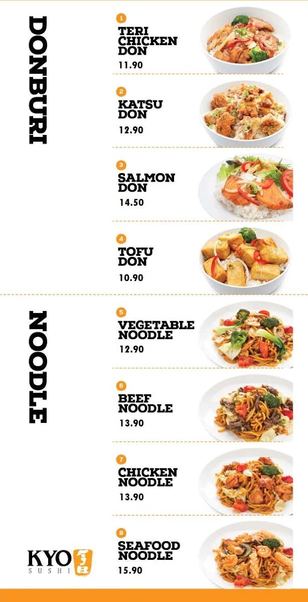 Menu, KYO Sushi