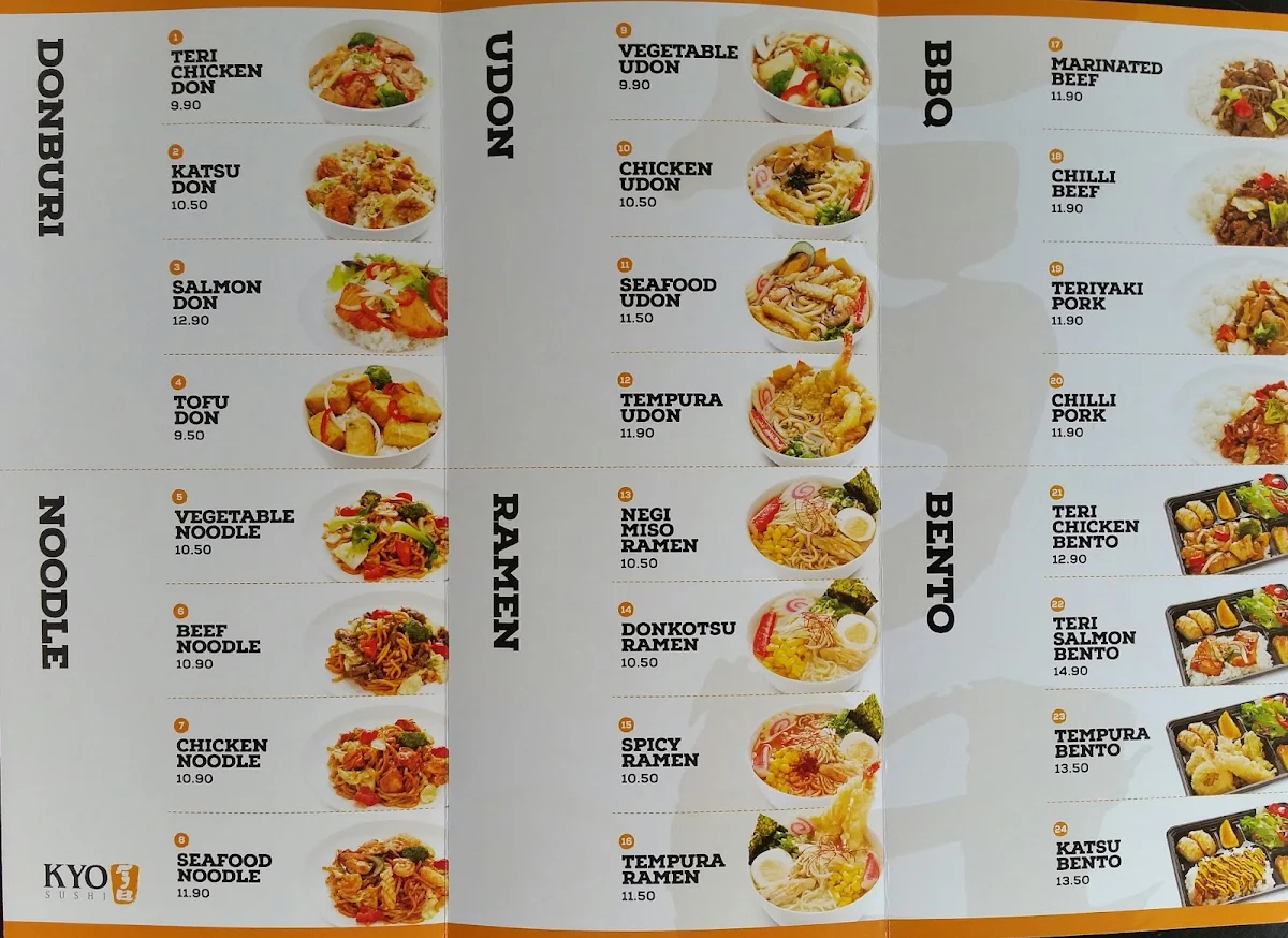 Menu, KYO Sushi