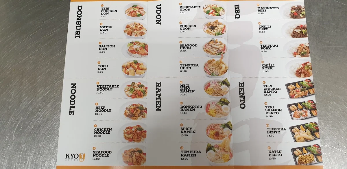 Menu, KYO Sushi