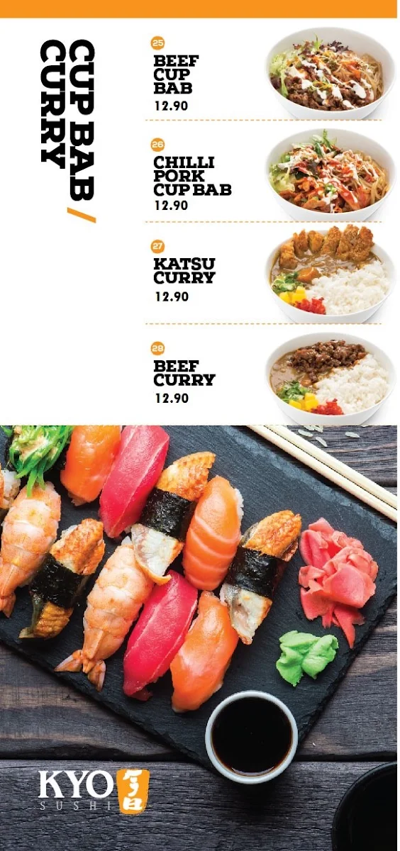 Menu, KYO Sushi