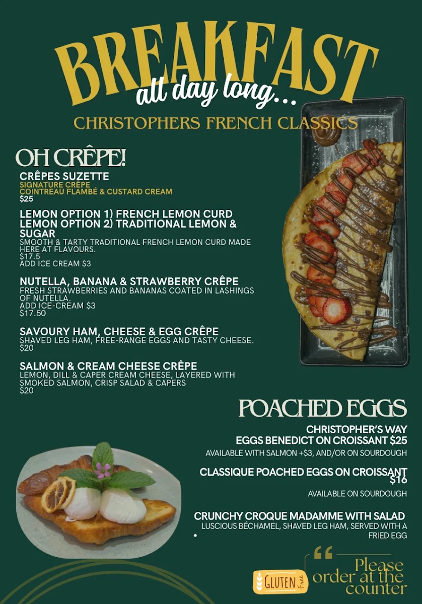 Menu, Flavours Patisserie Cafe