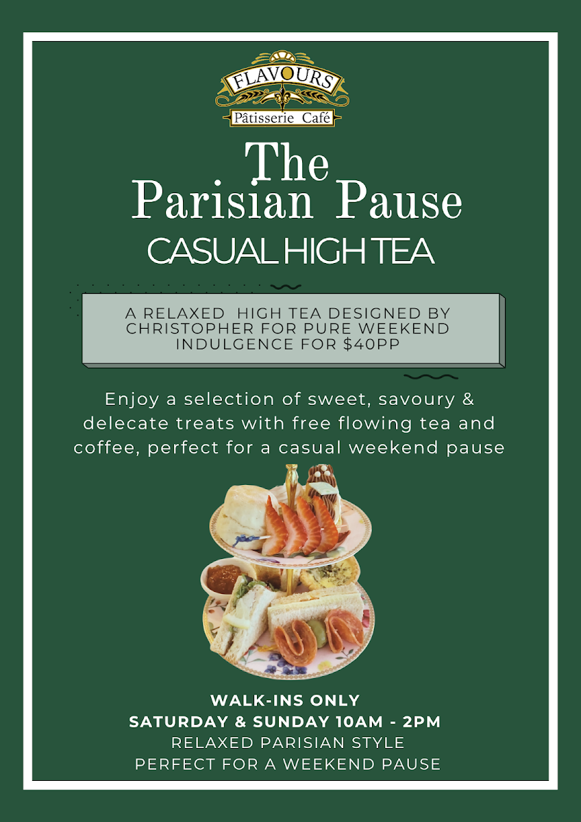 Menu, Flavours Patisserie Cafe