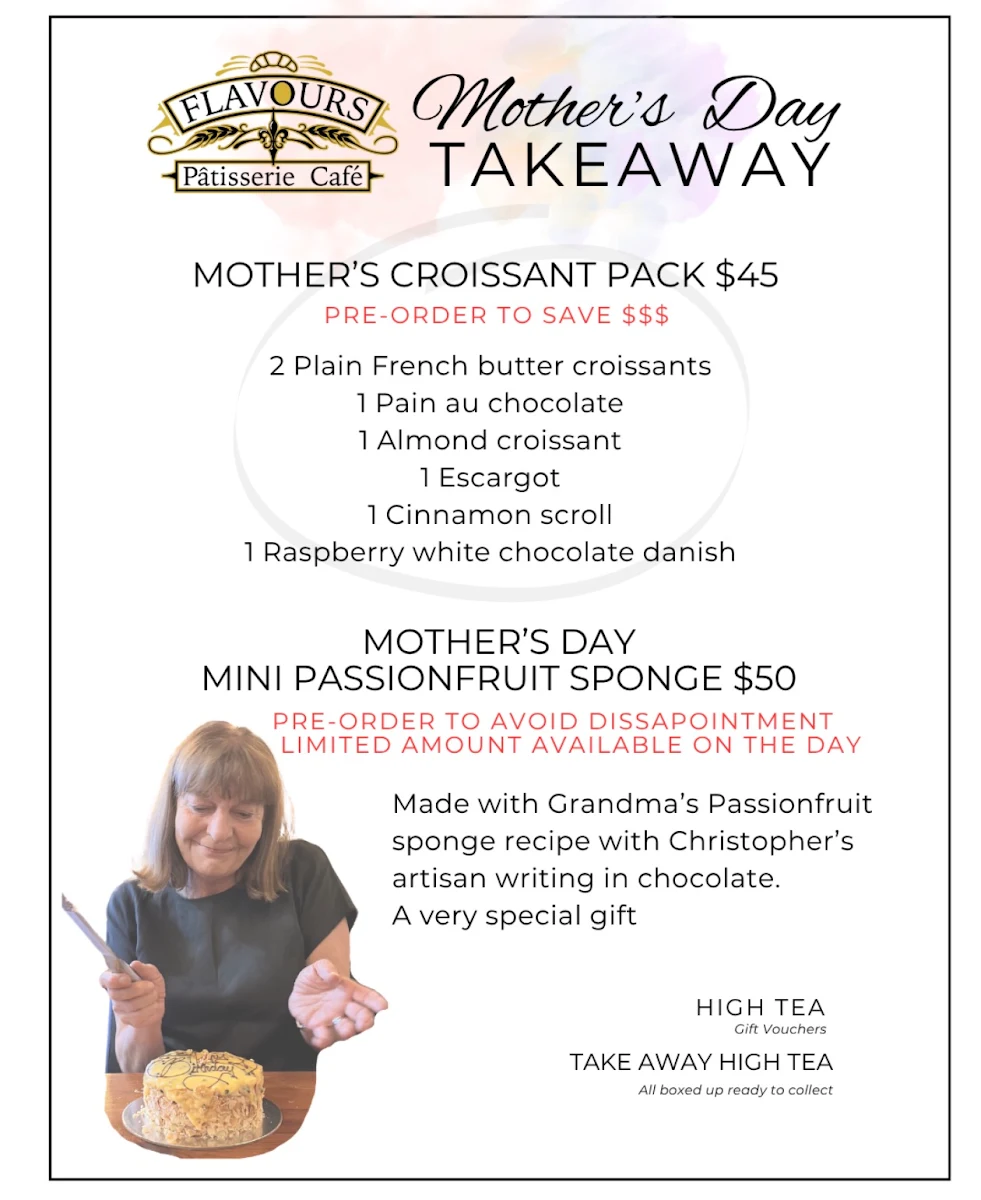 Menu, Flavours Patisserie Cafe