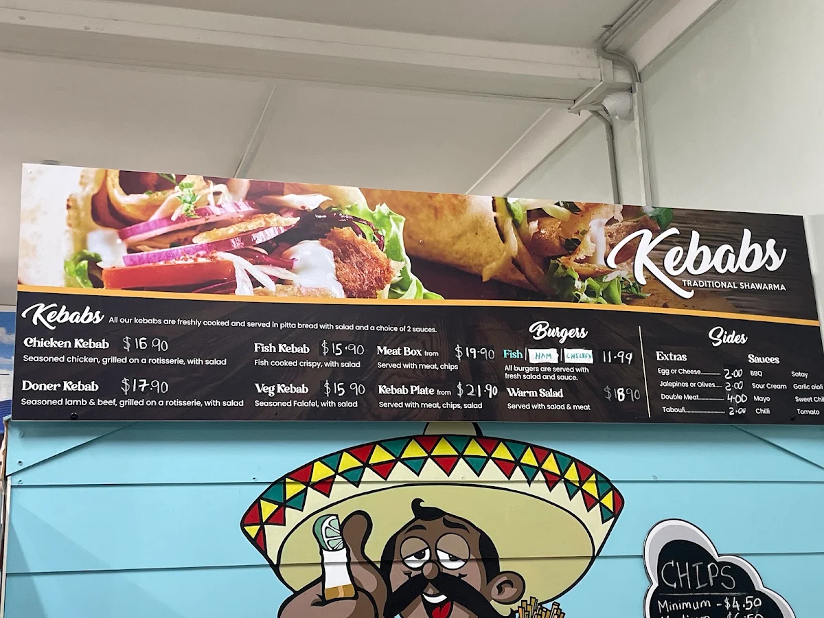 Menu, Kebabs & Fish n Chips on Brockman