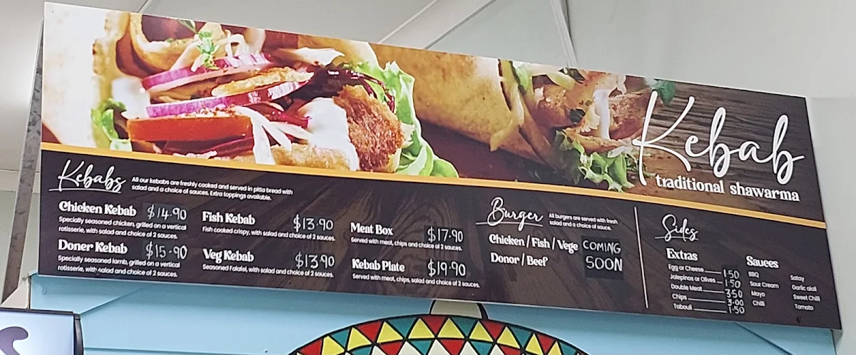 Menu, Kebabs & Fish n Chips on Brockman