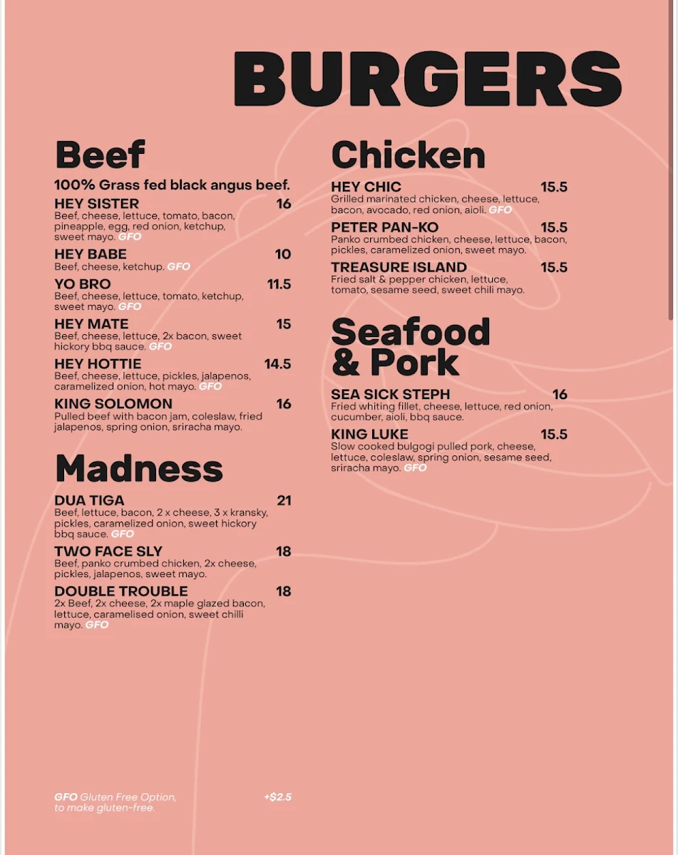 Menu, Hey Sister