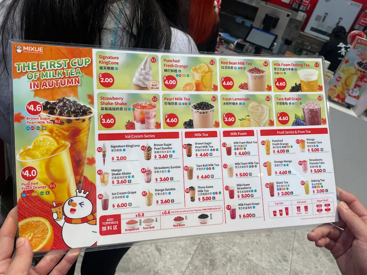 Menu, MIXUE Ice Cream & Teashop