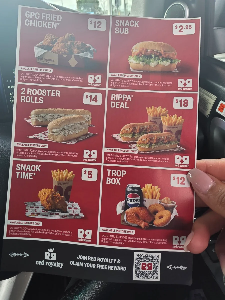 Menu, Red Rooster Forest Lake