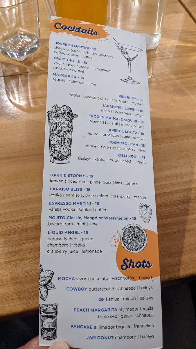 Menu, Belmont Tavern