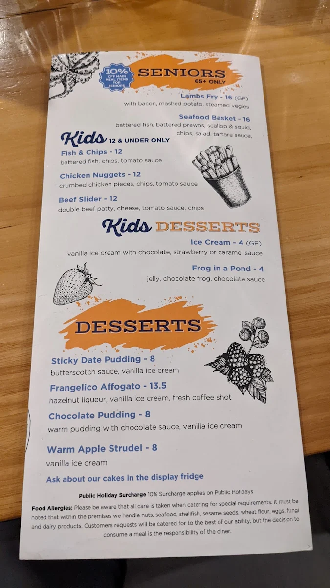 Menu, Belmont Tavern