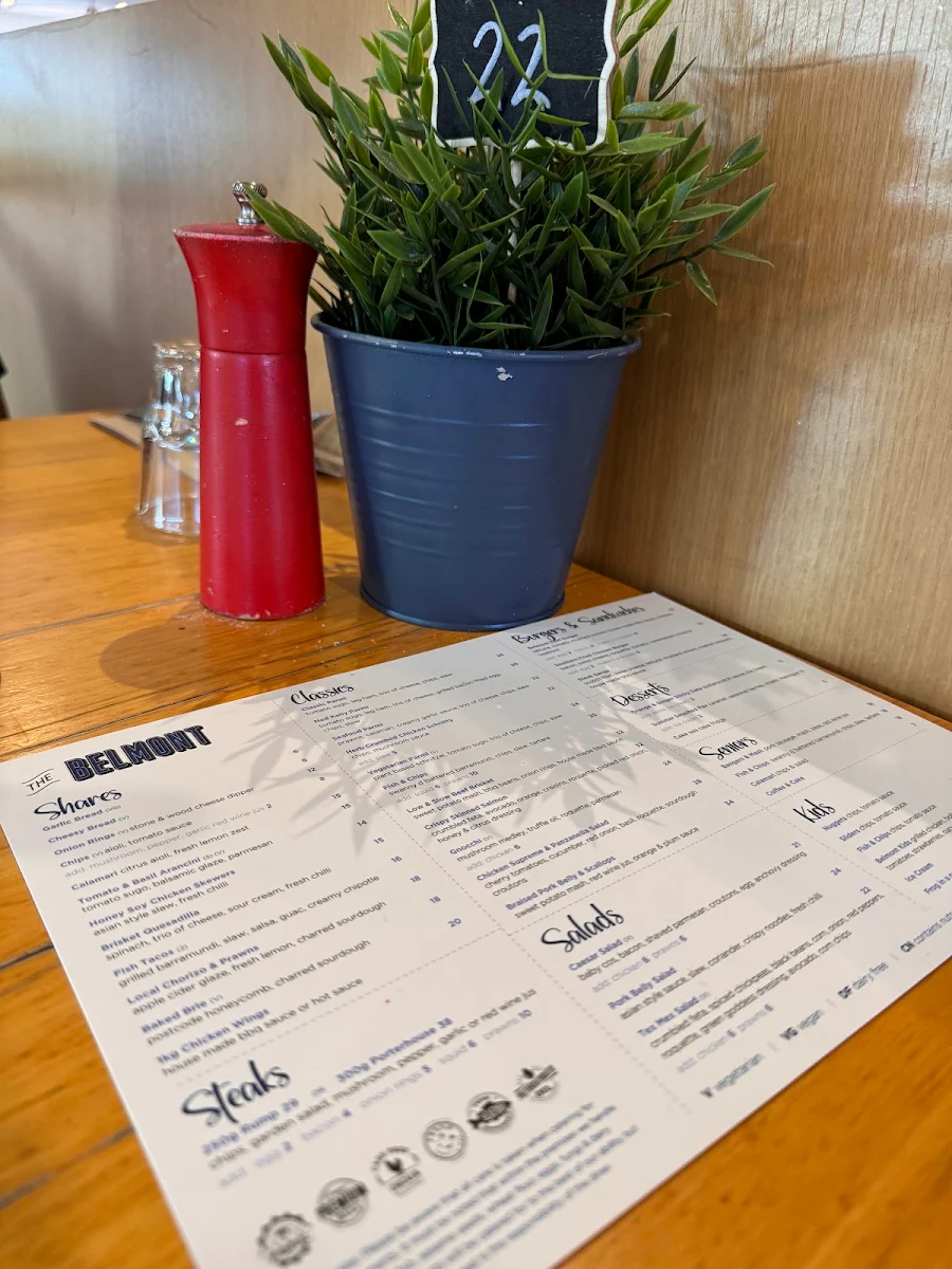 Menu, Belmont Tavern