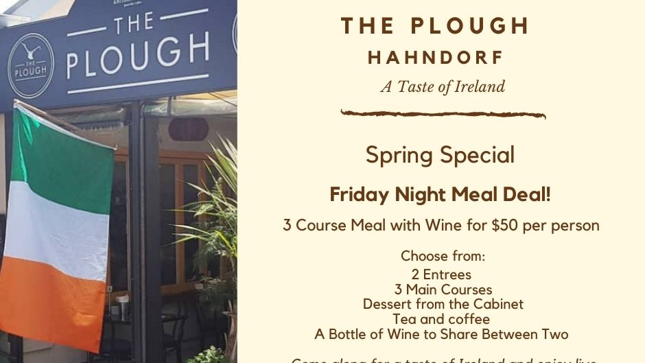 Menu, The Plough Echunga