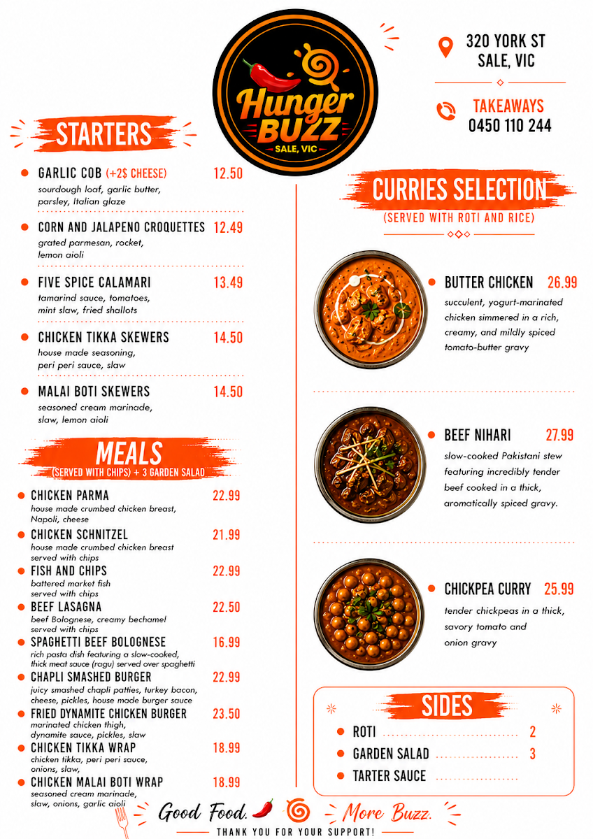 Menu, Hunger Buzz