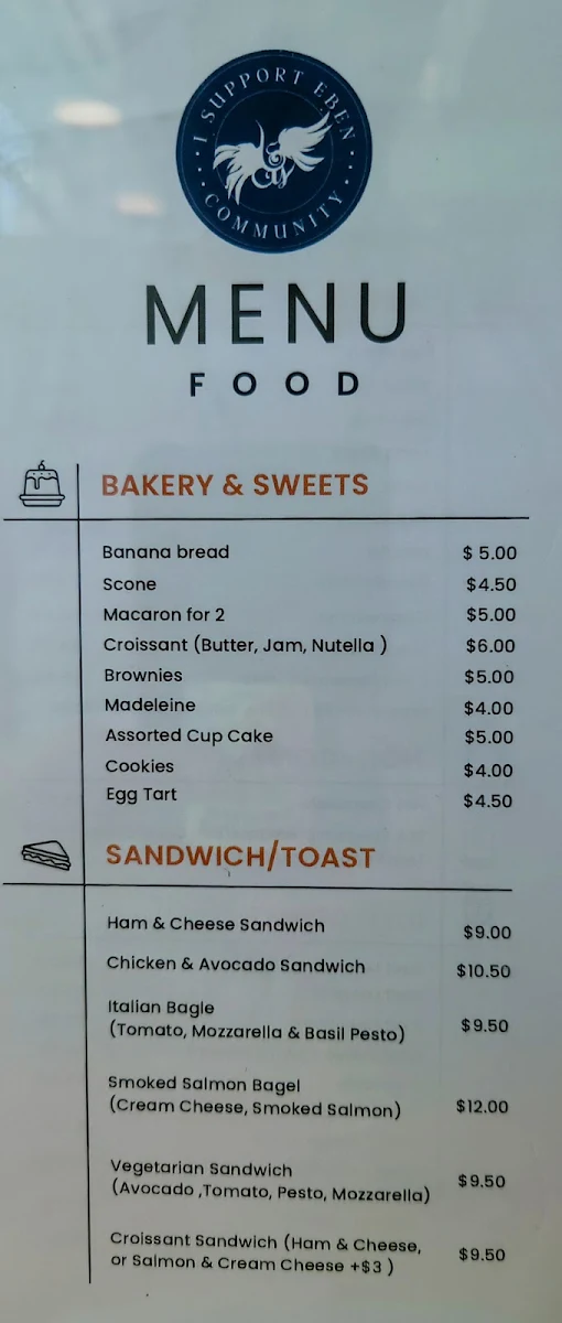 Menu, Eben Coffee House - Gift House