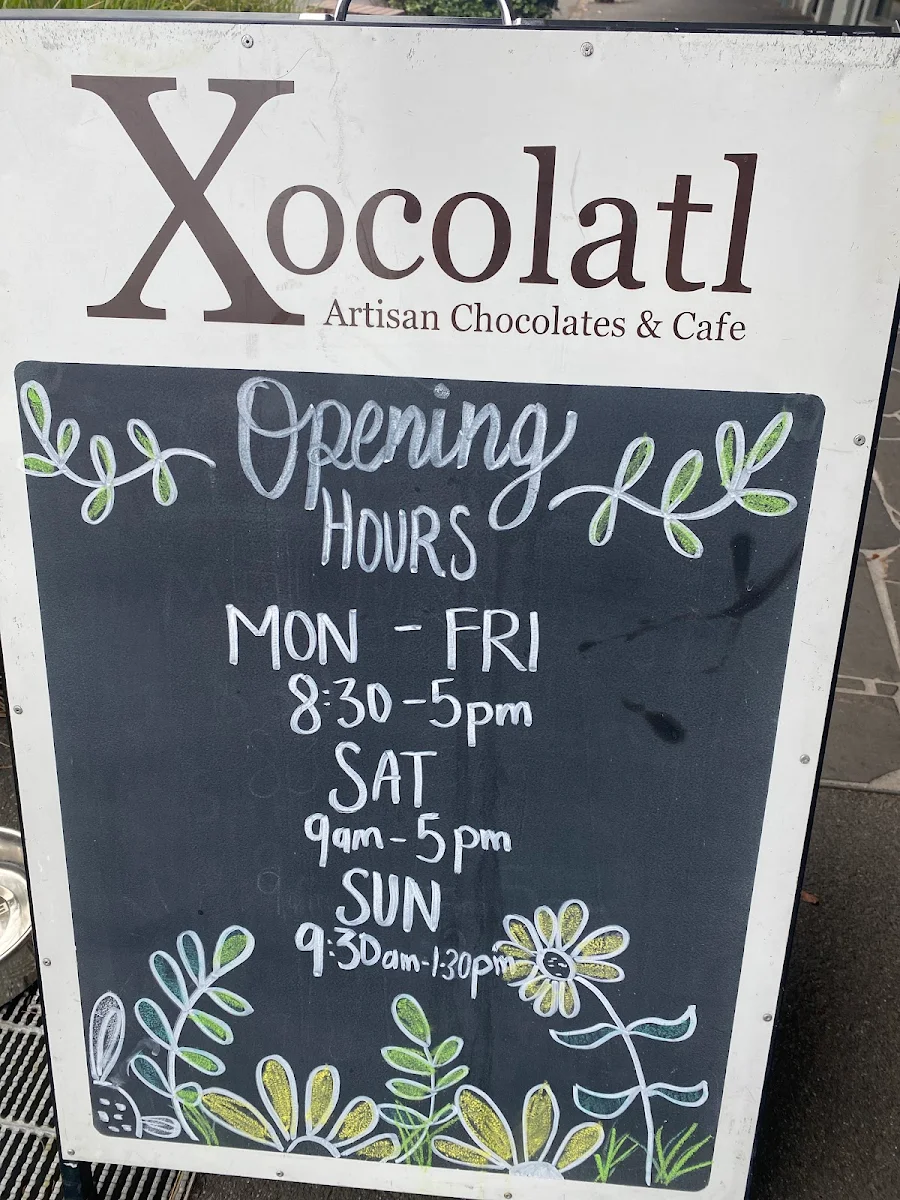 Menu, Xocolatl Artisan Chocolates & Cafe