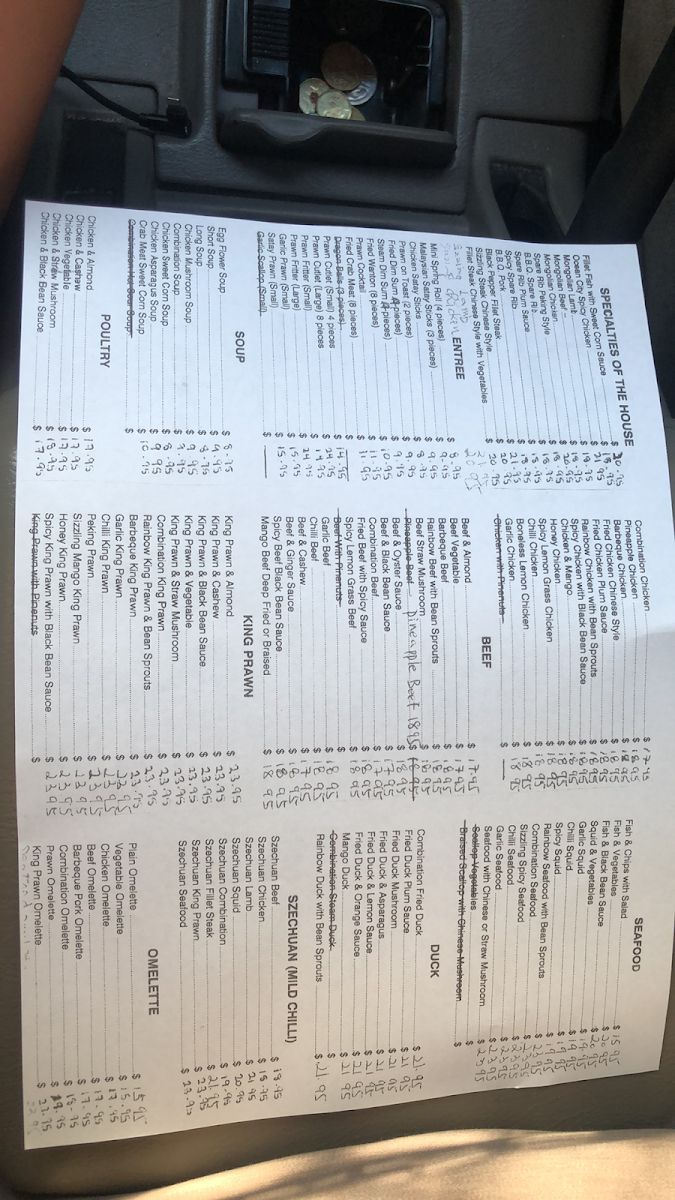 Menu, Ken & Angie Chinese Restaurant