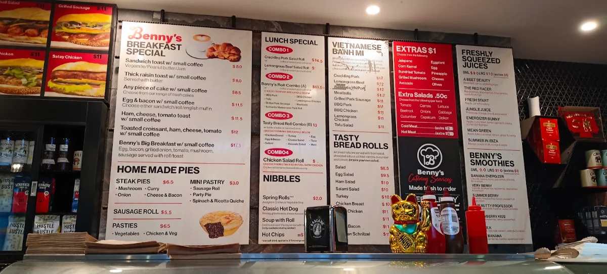 Menu, Benny's Bakery Cafe