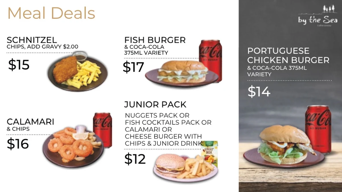Menu, By The Sea Fish n Chips & Burgers