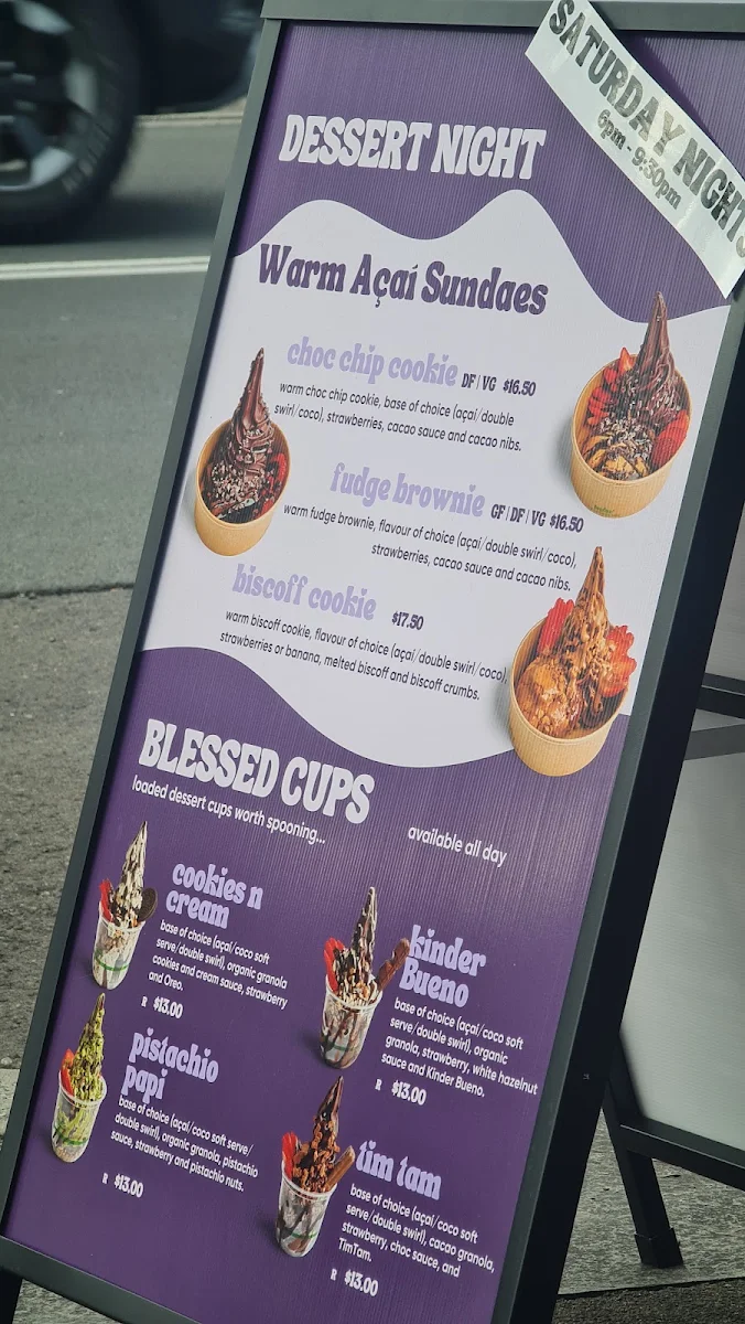Menu, Blessed Bowls Thirroul