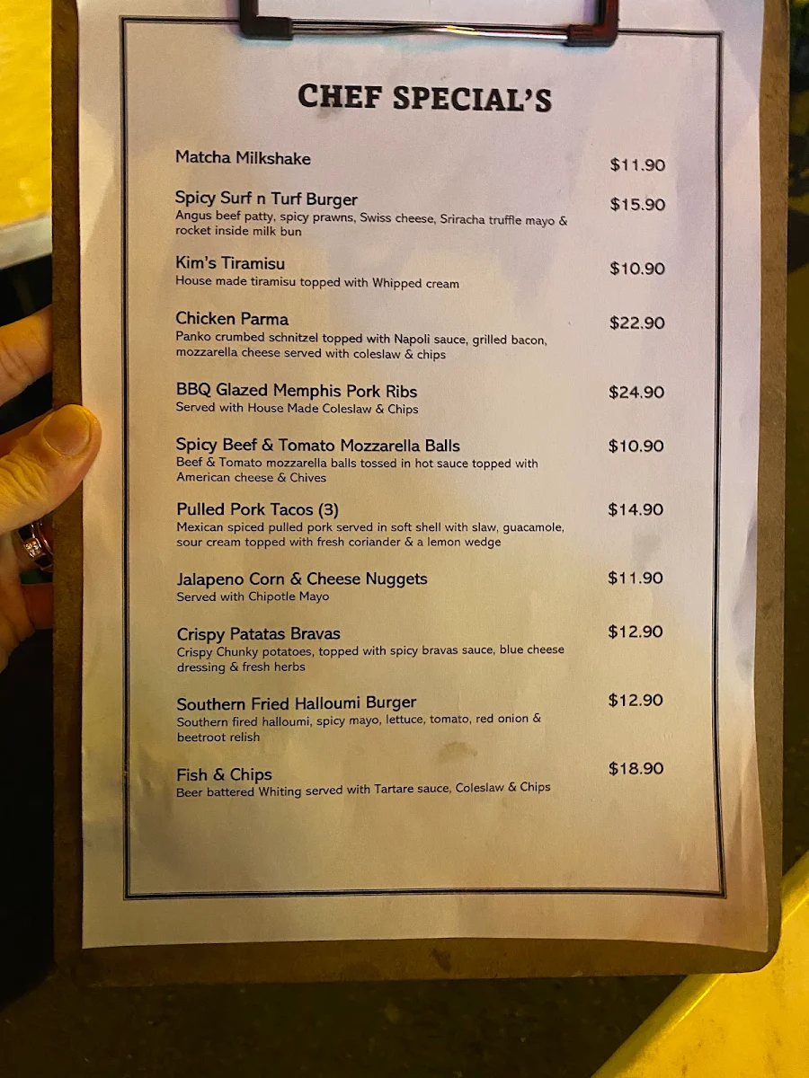 Menu, Burgerooze Sunbury
