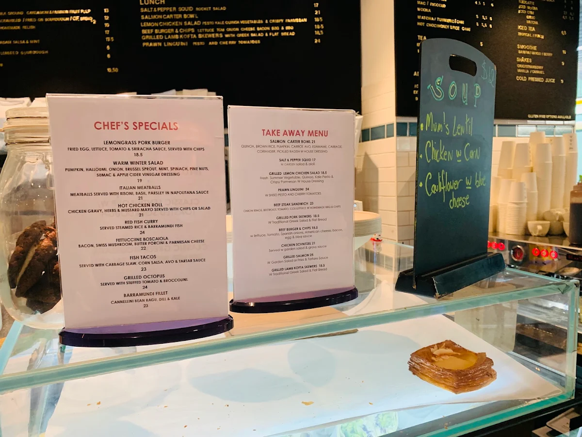 Menu, Miss Carter Cafe