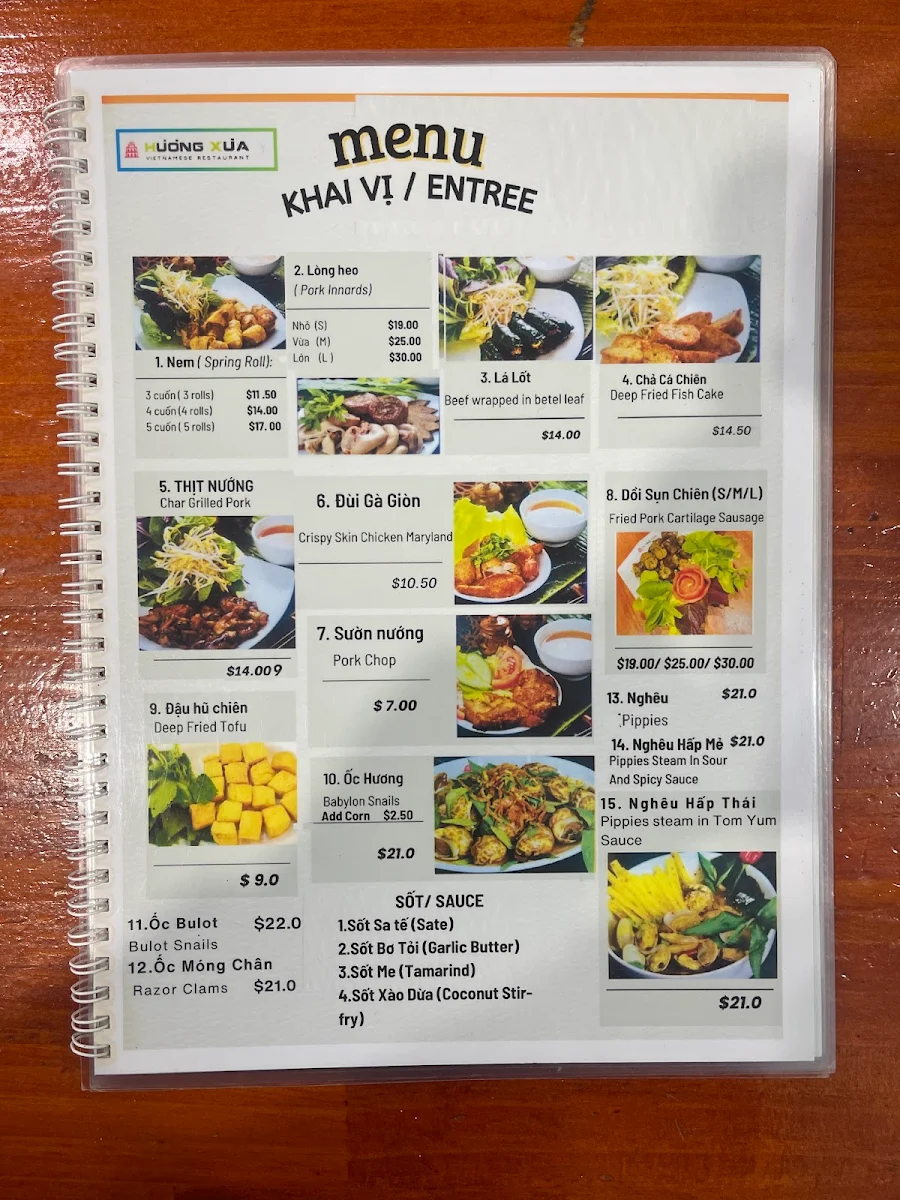 Menu, Huong Xua Cabramatta
