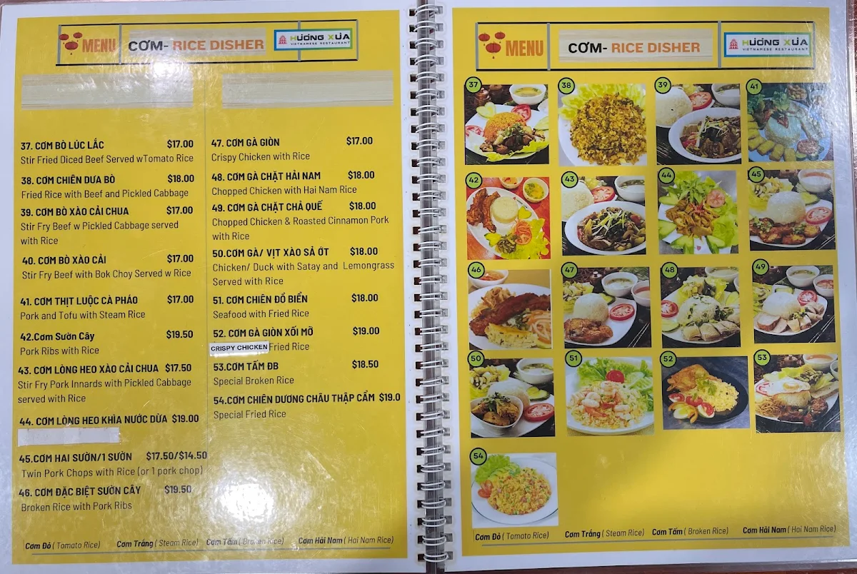 Menu, Huong Xua Cabramatta